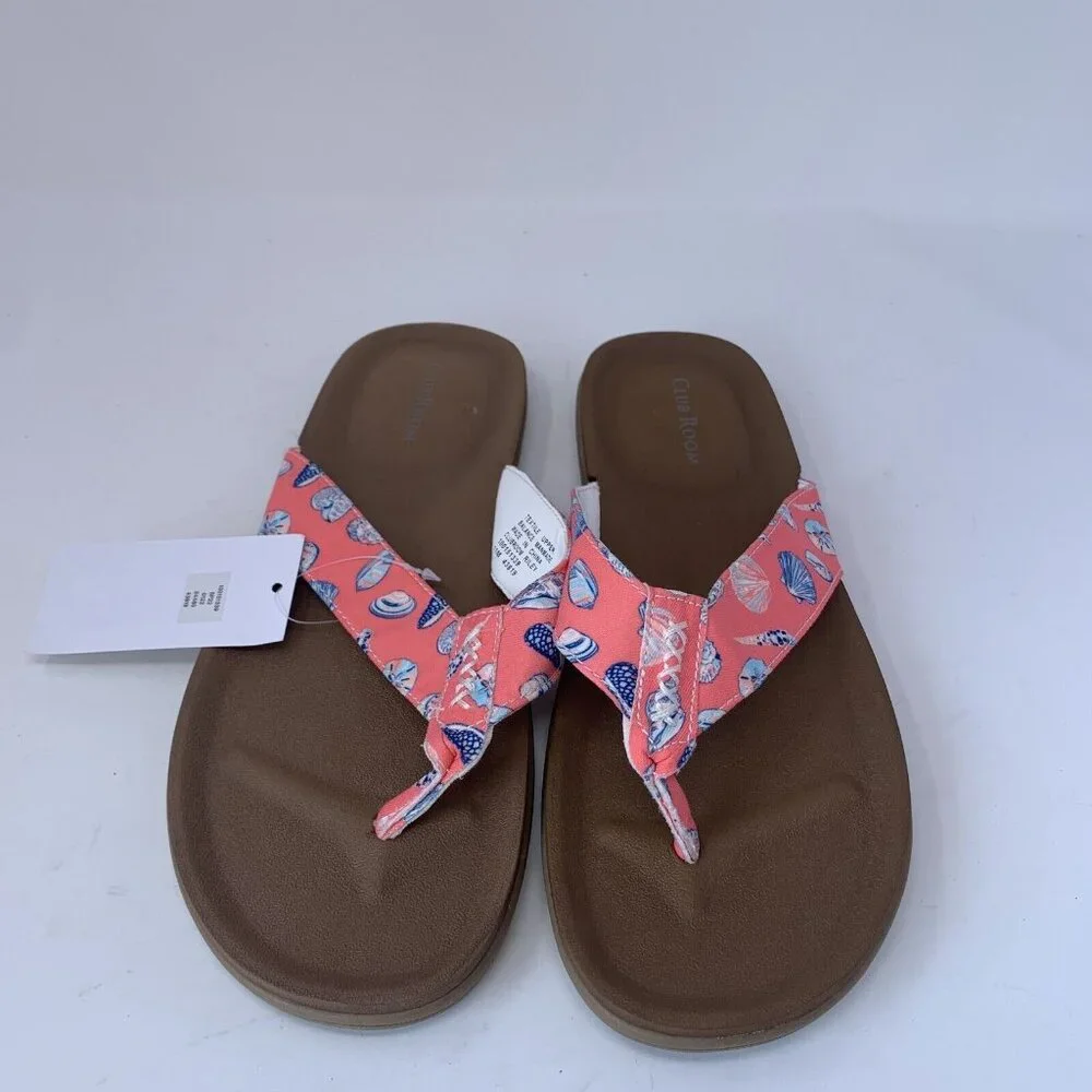 Club Room Riley 100151339 Flip Flop Sandals Men's 11M Seashell Pink Printed 8108